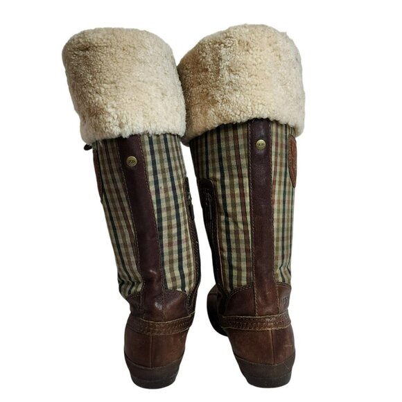 UGG Adirondack Tall Boots 3226‎ Plaid Sheepskin Leather Waterproof Size 6 - Picture 4 of 10